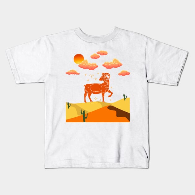 Aries Zodiac Sign Design Kids T-Shirt by Mujji